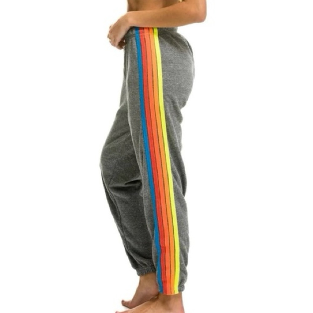 Aviator Nation 5 Stripe Sweatpants in Heather Grey size Small